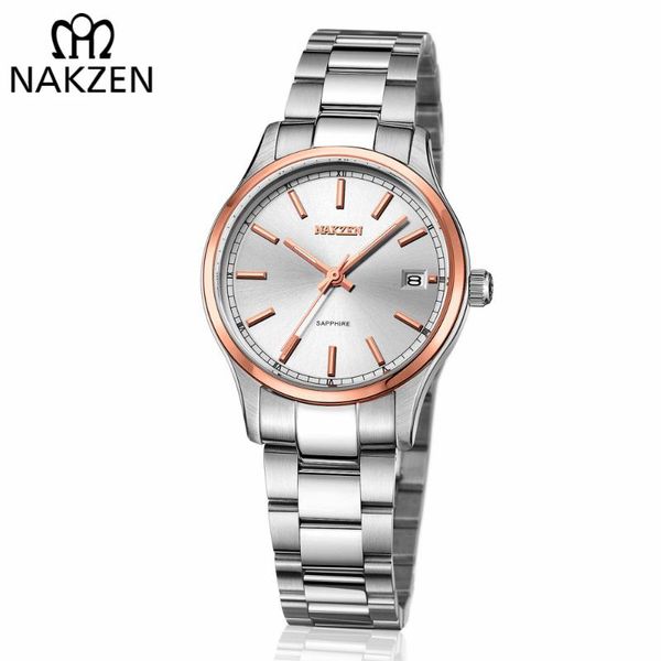 

wristwatches nakzen women casual business quartz watches ladies female rose gold wrist watch girl clock relogio feminino, Slivery;brown