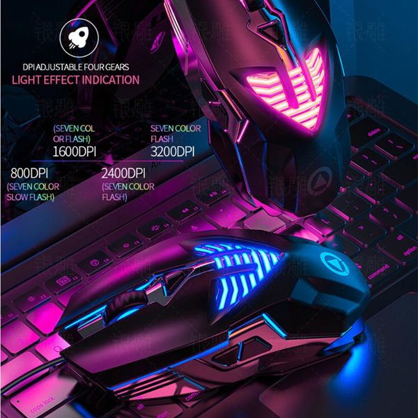 

mice 3200 dpi gaming mouse usb desknotebook wired 7 buttons macro definition metal for gamer home office lappc