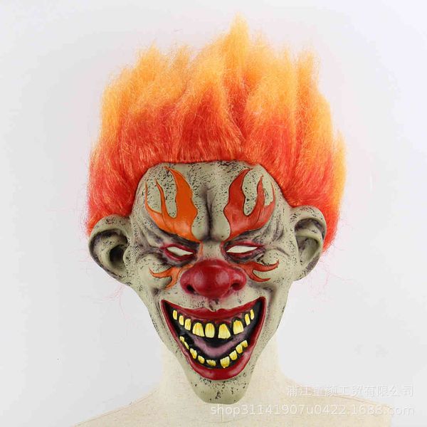 

party mask halloween horror props clown flame soul returning orange hair wig