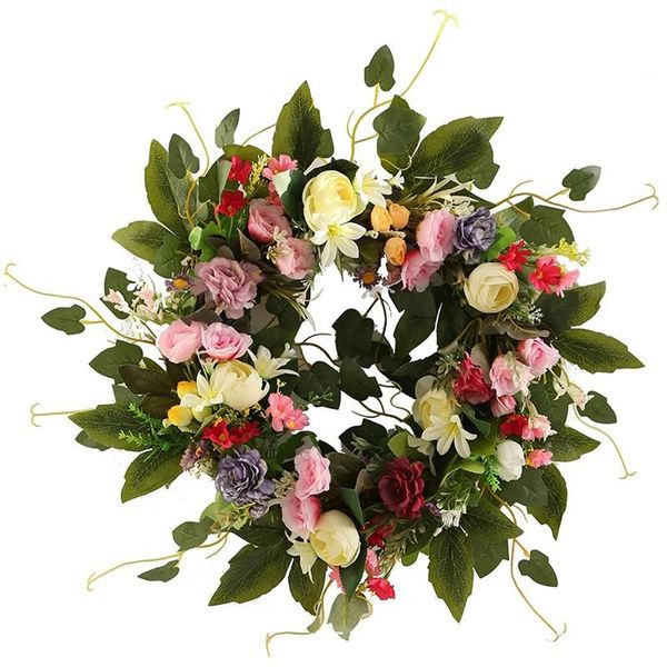 

decorative flowers & wreaths 20 inches spring door floral wreath artificial flower for summer front wall window room outdoor decor