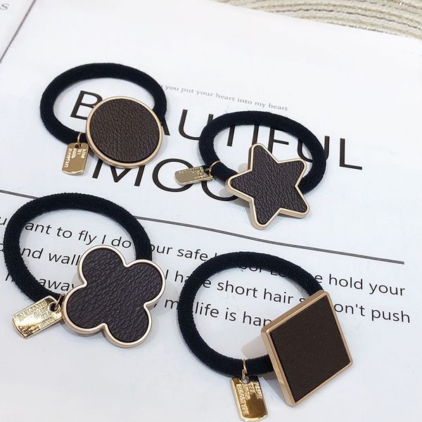 

letter print women girls hair ropes retro plate elastic rubber band fashion ponytail holders headwear ties accessories wholesale, Pink