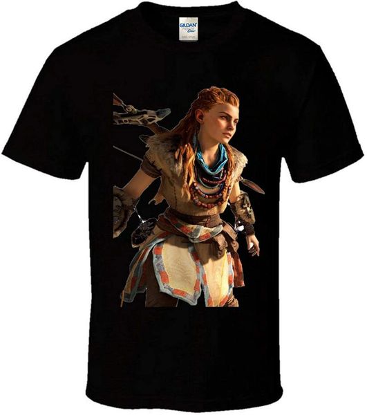 

men's t-shirts horizon zero dawn men t-shirt print cotton breathable short-sleeved fashion top, White;black
