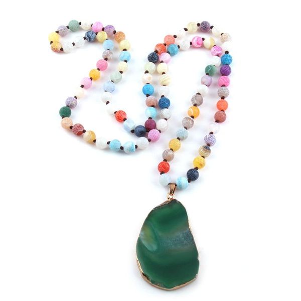 

pendant necklaces semi precious stones weathered granite knotted women stone drop necklace, Silver