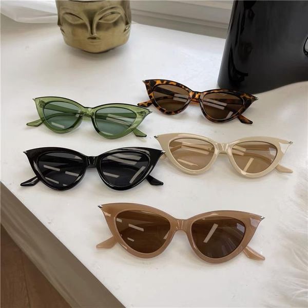 

sunglasses women small box trending fashion personality cat eye glasses american style luxury designer decorative unisex, White;black