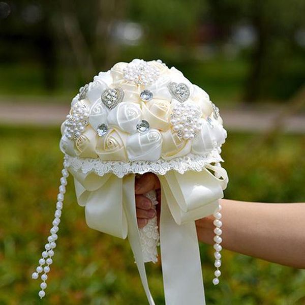 

decorative flowers & wreaths beaded brooch silk bride wedding bouquet bridesmaid artificial flower romantic holding
