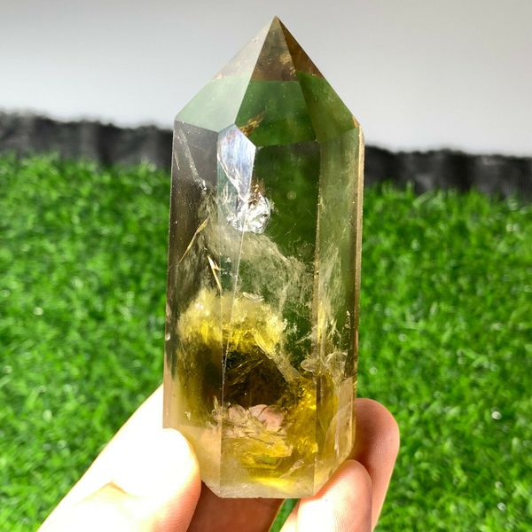 

natural yellow transparent quartz crystal rod point column mace column healing lingqi chakra pendator
