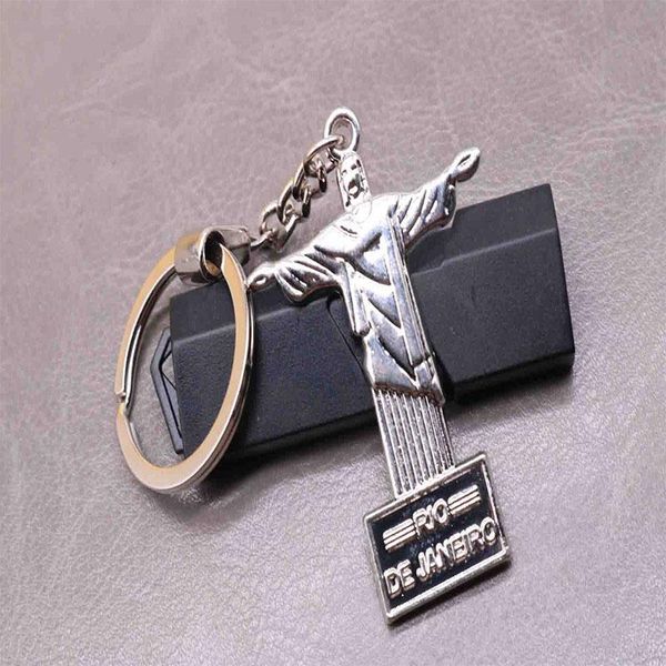 

keychains brazil jesus cross amulet keychain, car key ring, Silver