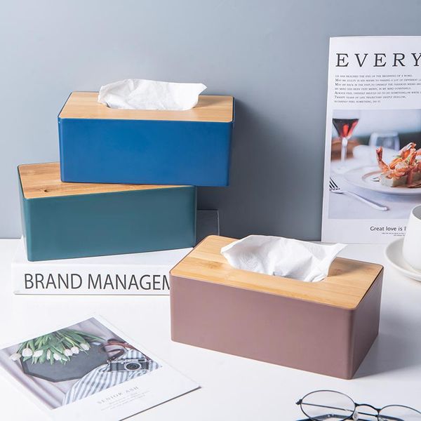 

tissue boxes & napkins wooden box environmental protection home container towel napkin holder case for office decoration 1 pc