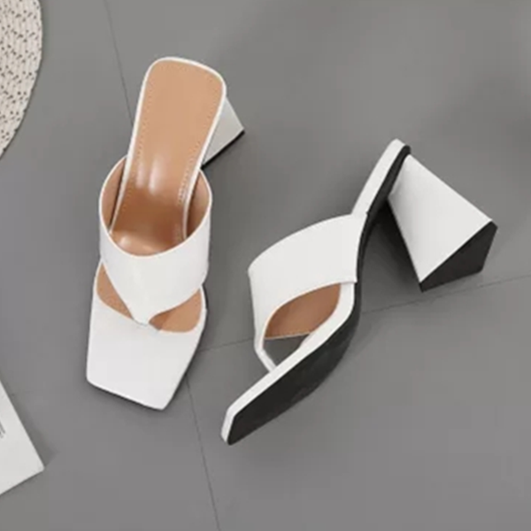 

dress shoes 2021 summer slippers women's patent leather green red sandals square toe platform high heel party, Black