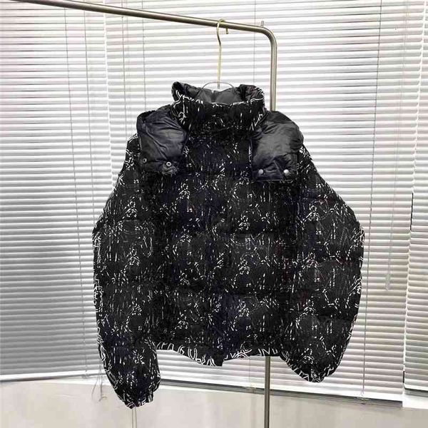 

designer fragment parkas mens short jackets coats down womens clothe autumn brand white duck downs hoodie padded outdoor parka letter, Black