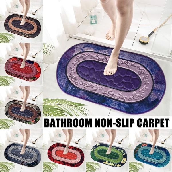 

bath mats 3d oval flannel carpet living room entrance bathroom absorbent non-slip mat floor set mattress for decor#35