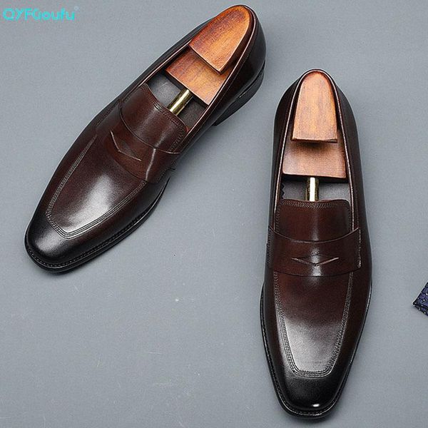 

dress shoes qyfcioufu autumn men genuine leather black coffee luxury men's business oxfords classic gentleman
