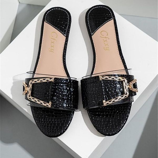 

summer sequin women's flat slippers rhinestone metal fashion casual outdoor shoes round toe solid color, Black
