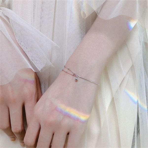 

hand catenary simple style asymmetric transfer double layer bracelet women's japan and south korea simple temperament round bead bracel, Black