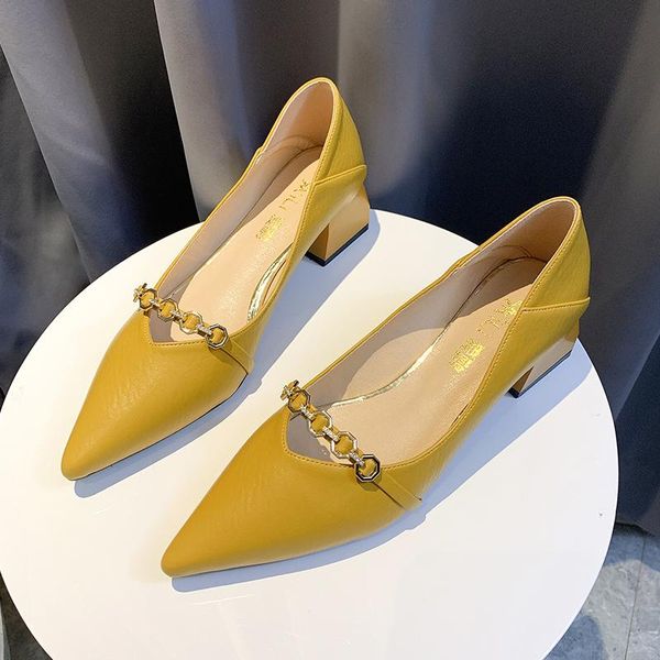 

dress shoes 2021 women concise elegant high-heeled tacones altos mujer pointed toe for lady high heel office u14-08, Black