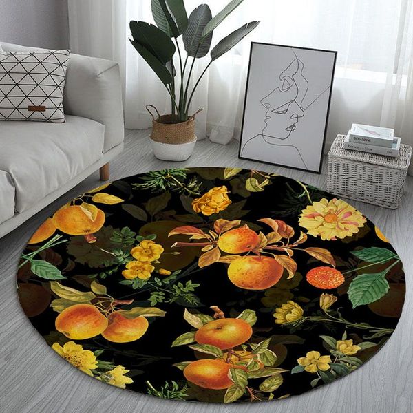 

carpets beautiful children's round floor mat rose flower sunflower peony art non-slip bedroom kids playing games