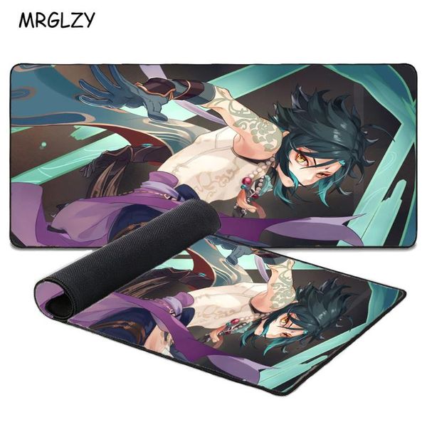 

mouse pads & wrist rests genshin impact keyboard pad gamer gaming accessories teclado desk mat xxl 800x300x2mm natural rubber carpet