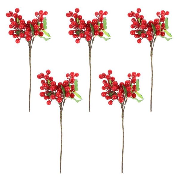 

decorative flowers & wreaths 5pcs artificial berry stems red flower arrangement supplies