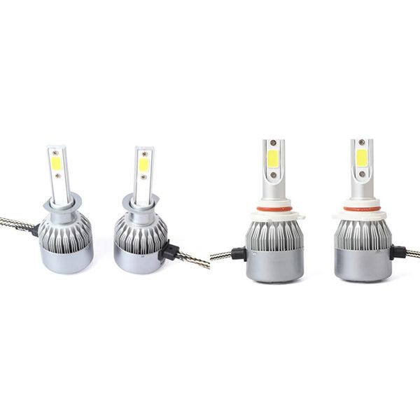 

pcs c6 led car headlight kit cob 36w 7600lm white light bulbs, 2 9005 & h1 headlights