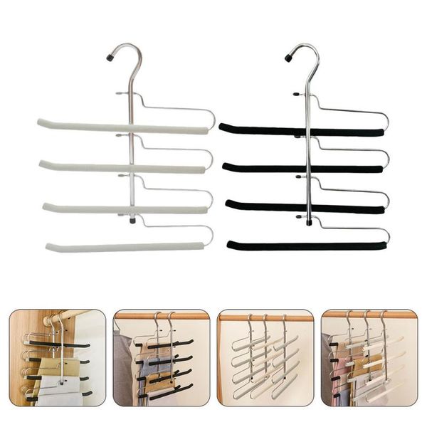 

2pcs skid-proof pants hanger muitipurpose clothes (black gray) hangers & racks