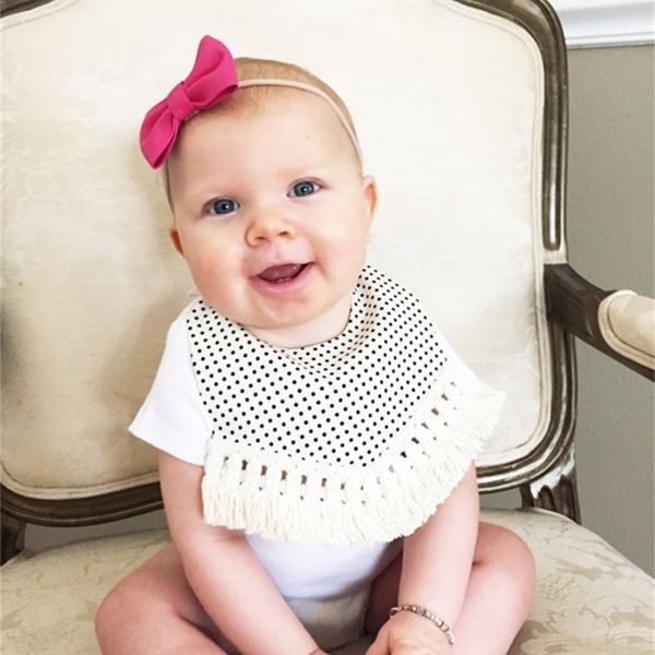 

new cotton triangle scarf ins tassel lace up saliva towel baby bib bib