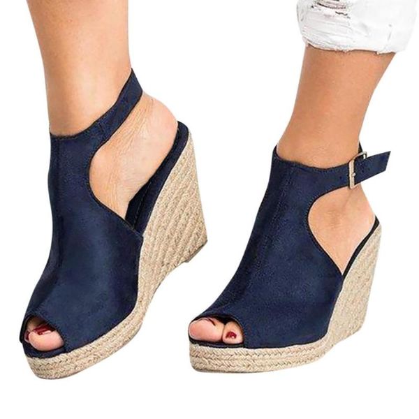 

women sandals platform wedges shoes for heels mujer summer leather wedge j25, Black