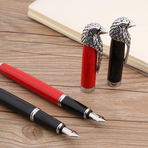 

brand eagle statue gift fountain pen black red silver signature calligraphy stationery office supplies ink pens