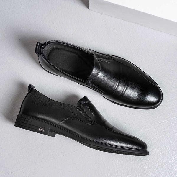

leather small men's shoes four seasons formal one foot single business work, Black