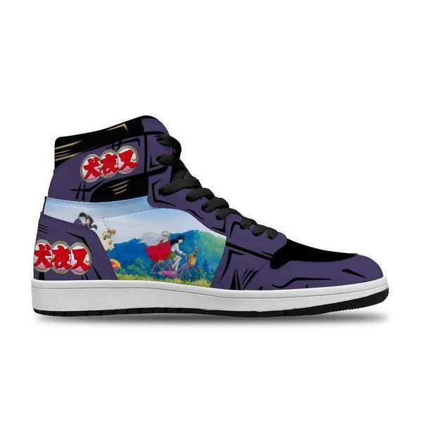 

japanese anime cartoon inuyasha diy breathable running non-slip leisure shoes for men's fashion shoe high basketball shoes