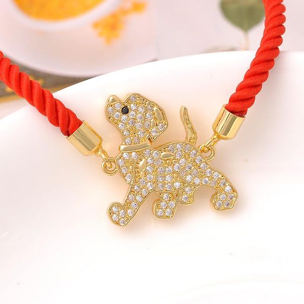 

charm bracelets ishowlee gold dog for family love cubic zircon red thread cute women men moda mujer 2021 jewelry sla46, Golden;silver