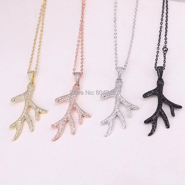 

pendant necklaces 5 strands zyunz charm micro pave cz tree branch necklace trendy jewelry, Silver