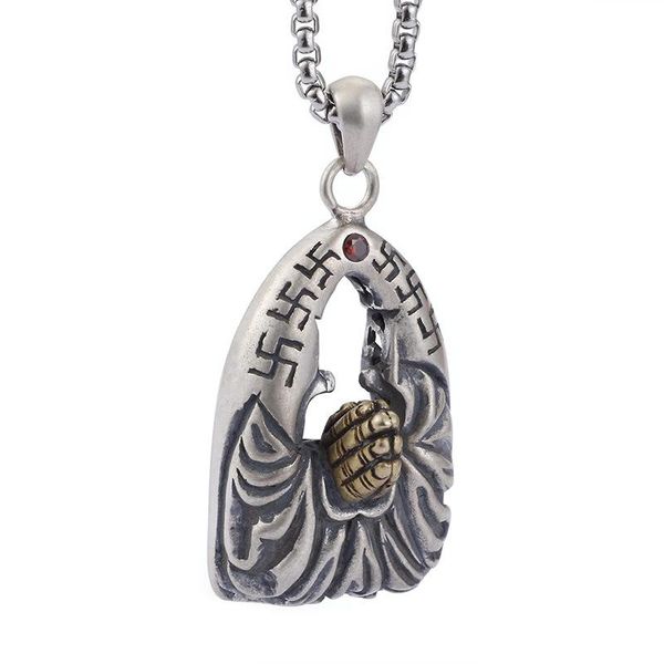 

pendants s925 thai silver prayer pendant bergamot religious jewelry, Black