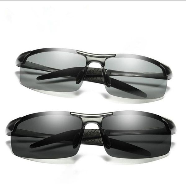 

sunglasses aluminum rimless pochromic men polarized day night driving glasses chameleon anti-glare gafas de sol hombre, White;black
