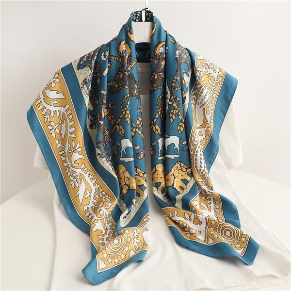 

scarves women neckerchief female headscarf hair wrap headband foulard print shawl twill square scarf for hijab ladies bandana, Blue;gray