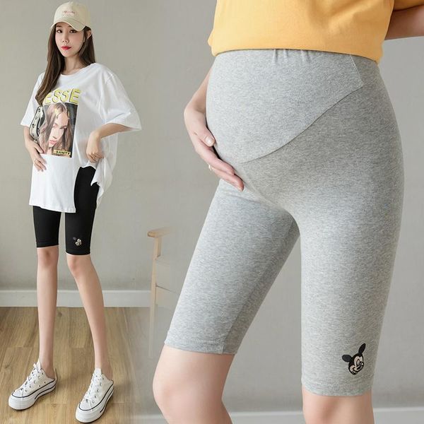 

maternity bottoms 1362# summer thin cotton short legging elastic waist belly pencil pants clothes for pregnant women pregnancy shorts, White