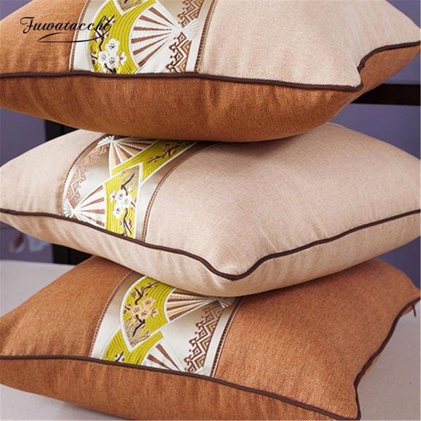 

cushion/decorative pillow fuwatacchi splicing cushion covers cotton linen cases pillowcase for car living office bedroom home decoration 45x