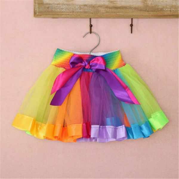 

tutu skirt baby girl skirts 0 to 8 years princess pettiskirt party dance rainbow bowknot tulle clothes child clothing, Blue