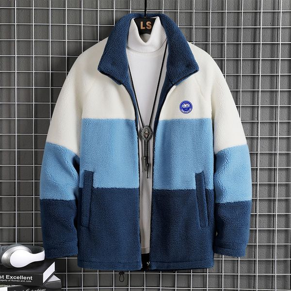 

chaopai handsome korean lamb cashmere coat autumn winter 2021 new men's stand collar cardigan sweater youth, Black