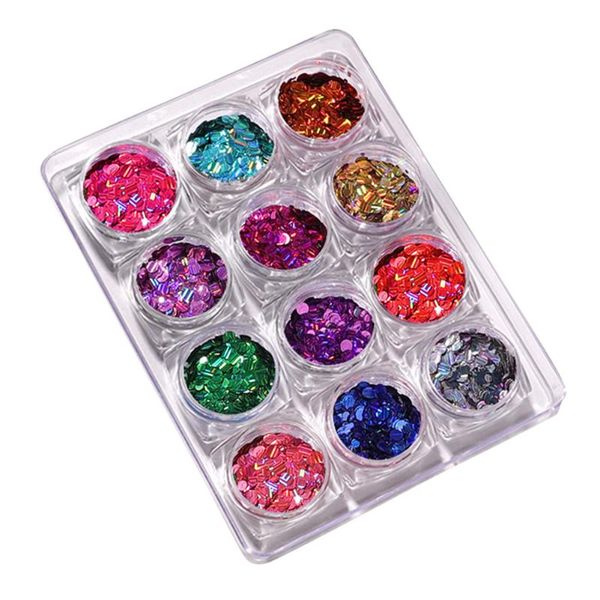 

nail art decorations 12 colors/set round sequin set ultra thin flakes sequins diy supplies and accessories @me88, Silver;gold