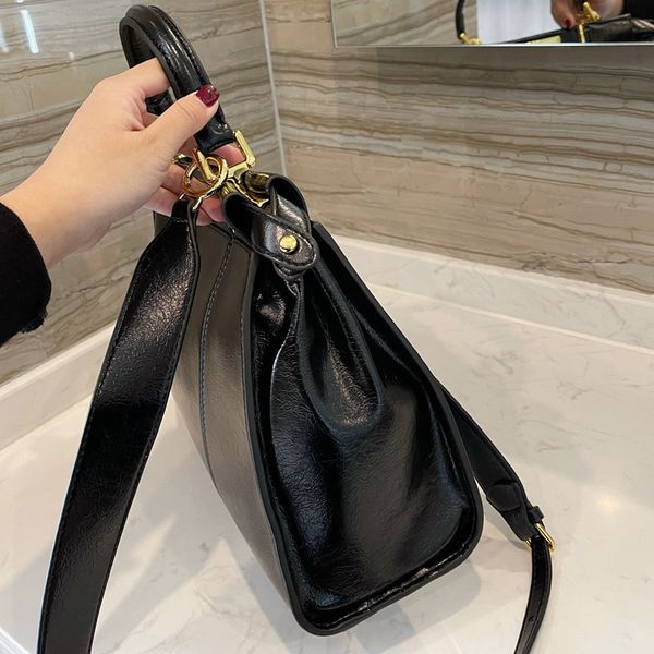 

turn lock tote bag shopping package shoulder bags women handbags purse f letter genuine leather golden hardware adjustable straps