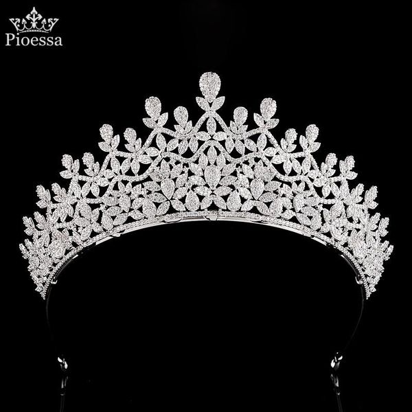 

hair clips & barrettes pioessa european zircon flower crown wedding bridal tiara silver-plated crystal headdress de la reina accessories, Golden;silver