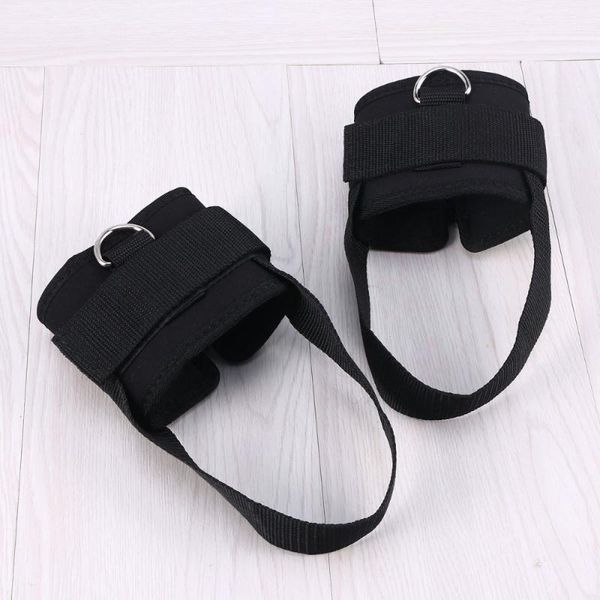 

2pcs sport ankle strap padded d-ring cuffs for gym workouts cable machines buand leg weights exercises (black) support, Blue;black