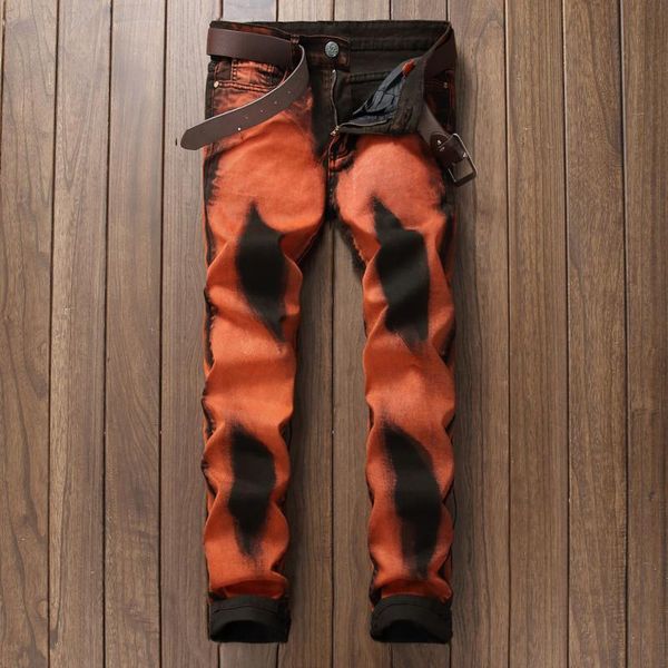 

men's jeans arrive slim fit retro black color contrast street fashion stylish casual men;, Blue