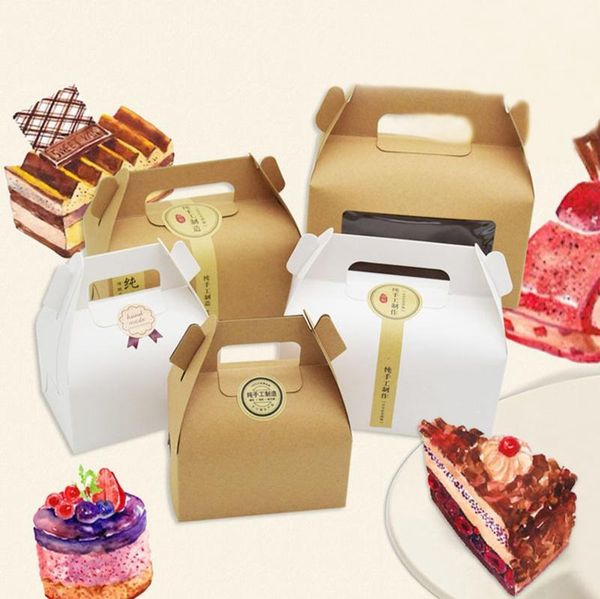 

gift wrap 10x kraft paper cake bags with transparent window cookie chocolates candy packing case wedding party package pouch