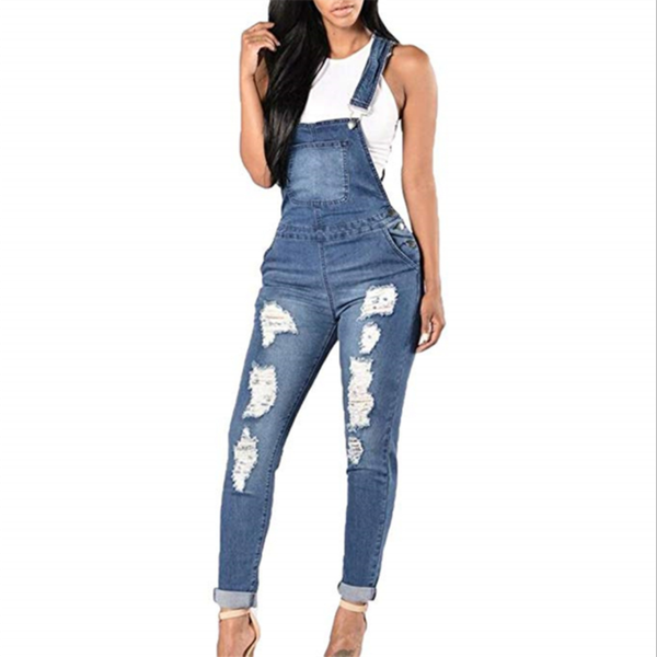 

women's jeans fall spring fashion casual plus size trousers female hole denim back band pants women europe america, Blue