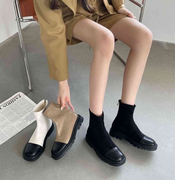 

color matching sho children's summer 2021 thin soft bottom fried street small short boots spring and autumn single, Black