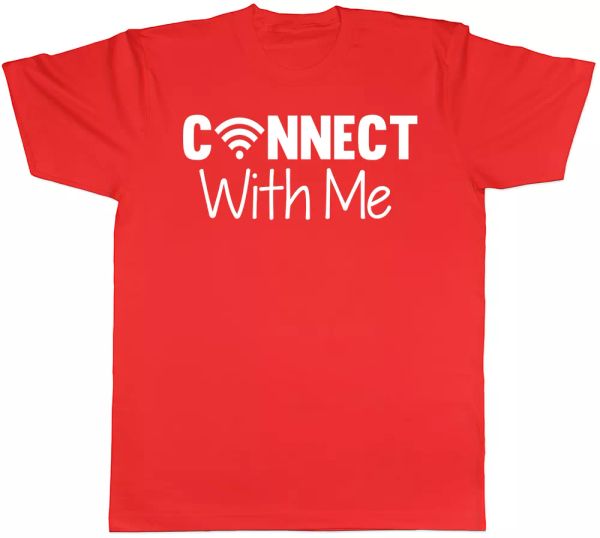

connect with me wifi mens funny short sleeve t-shirt, White;black