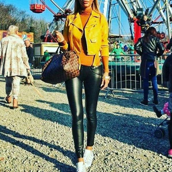 

women's pants & capris women black pu wet look wetlook leatherette leggings trousers bust, Black;white
