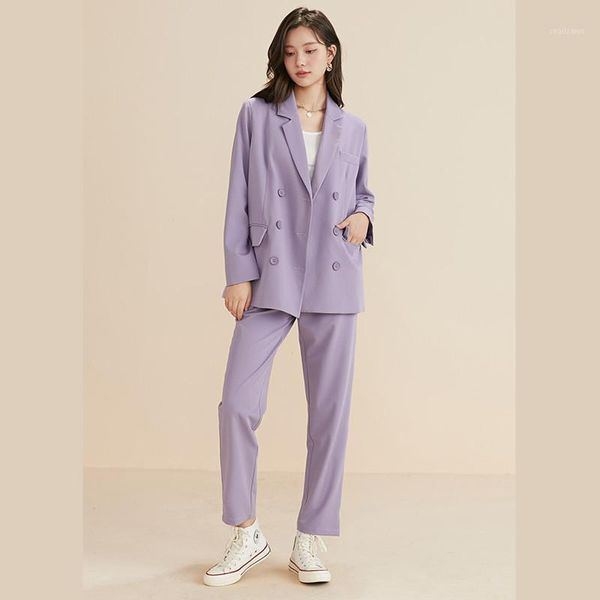 

women's two piece pants arrival office suits for women spring and autumn long sleeve blazer collocation trouser female jacket set 2 pie, White