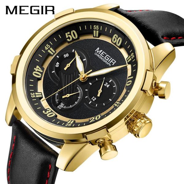 

wristwatches megir men's sports quartz watch men man gold clock male fashion chronograph relogio masculino 2021, Slivery;brown